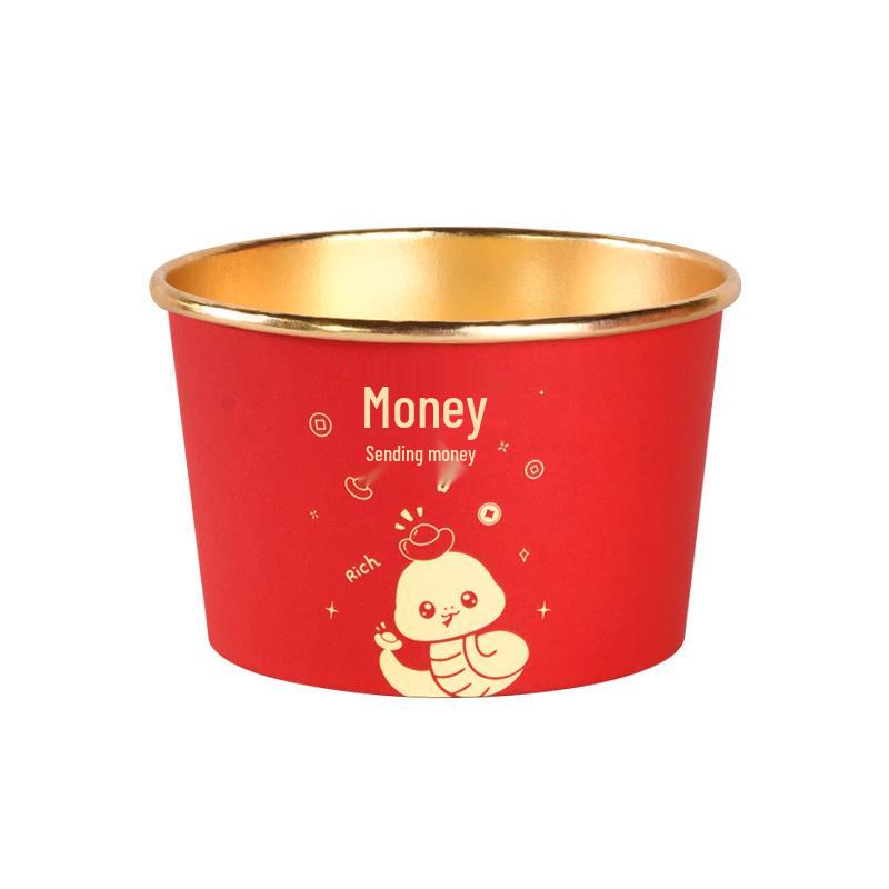 2025 Year of the Snake Gold Foil Disposable Cups & Bowls for New Year and Spring Festival Celebrations