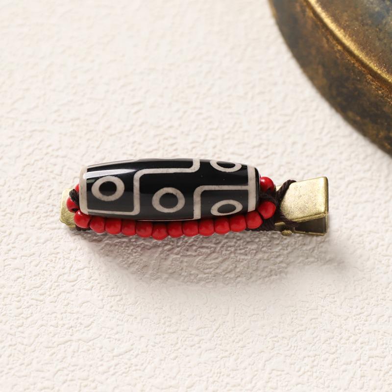 Retro Handmade Hairpin Niche Exquisite Woven Turquoise Beeswax Bangs Side Clip Tibetan Hair Jewelry