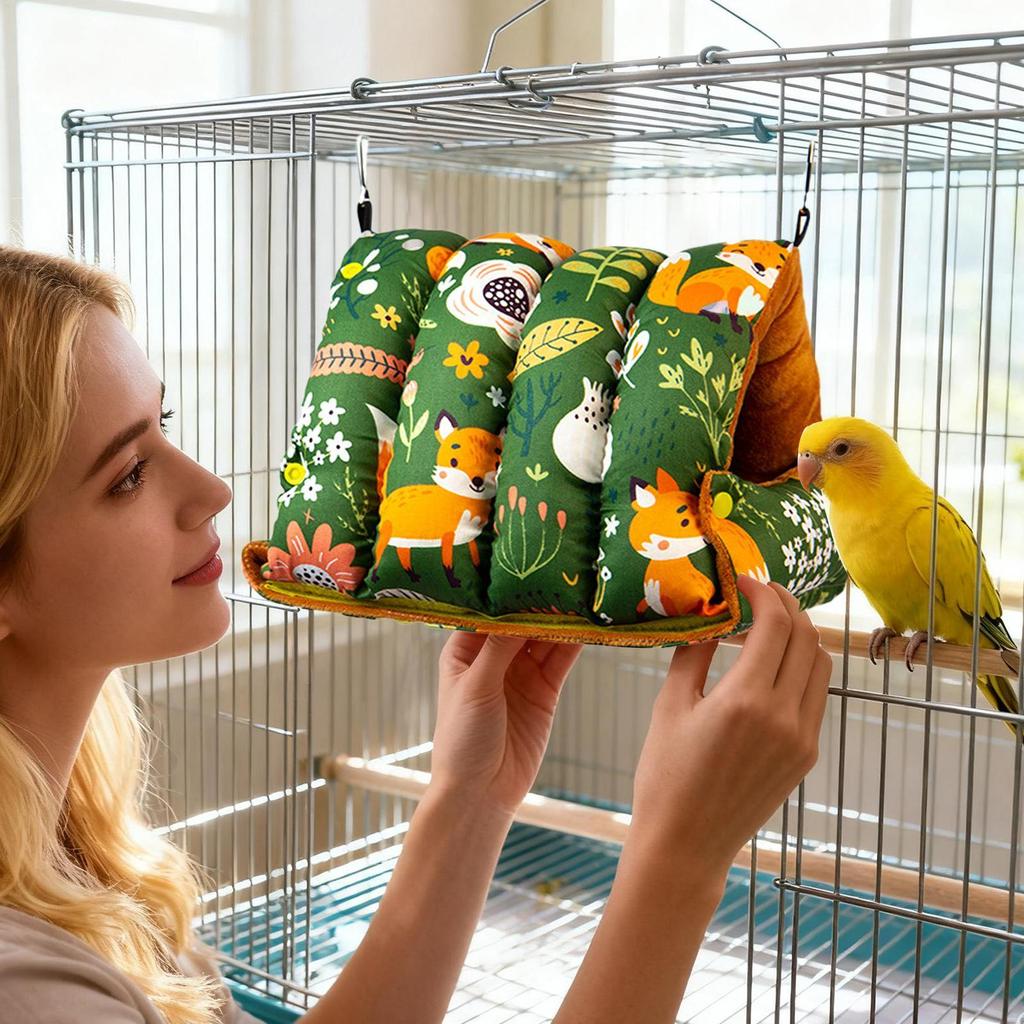 Bird Bed Comfortable Soft Foldable House Winter Bird Hammock Cage Bed Cave For Lovebird Canary Finch Conure Hamster Indoor