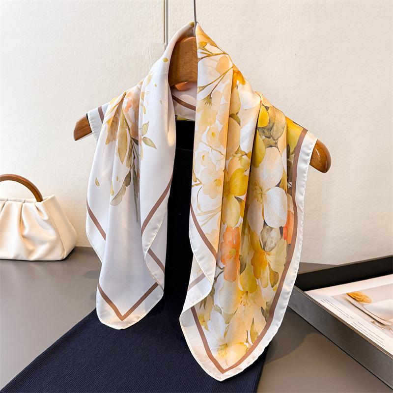 Luxury Fashion Designer 70cm Square Scarves Women's Silk Scarf Spring and Summer Foulard Shawl Bandana Small Hairbands