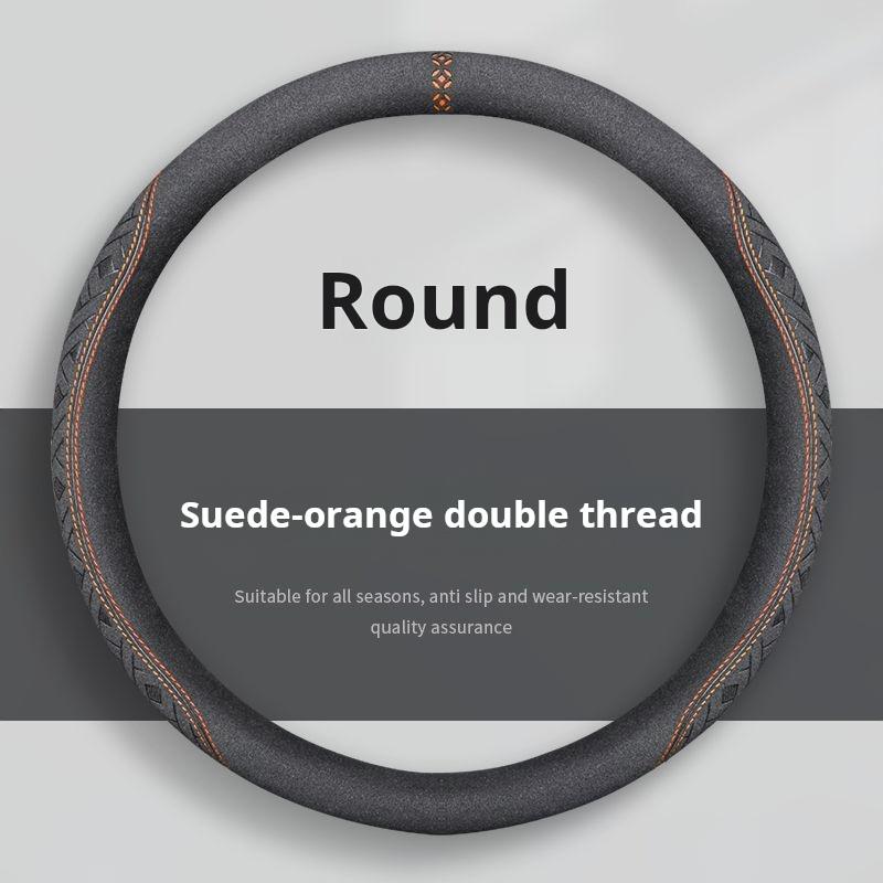 The all-season universal suede and Napa leather steering wheel cover is ultra-thin, breathable, anti-slip, sweat-absorbing and w