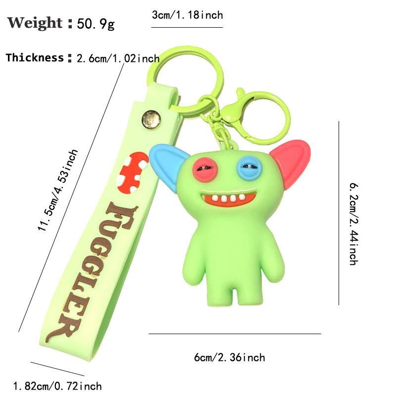 Budding Monster Keychain Ugly Cute Doll Bag Pendant Fuggler Tooth Monster Doll Machine Gift