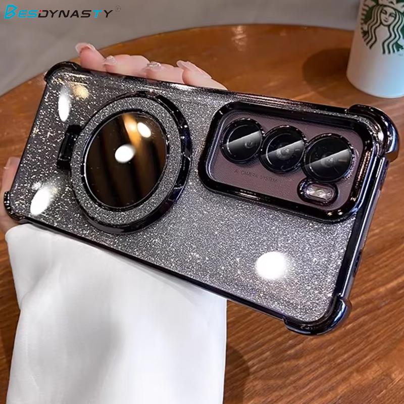 Glitter Mirror Bracket Case for Samsung S25 FE S24 Ultra S23 S22 Plus A17 A07 A56 A36 A53 A55 A16 A15 Luxury Cover