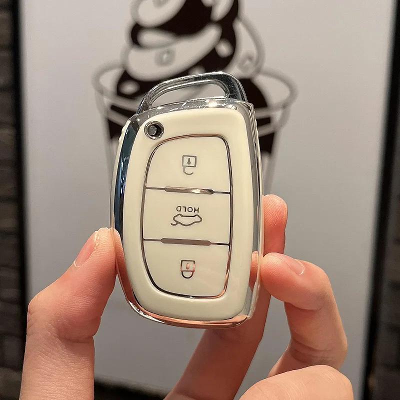 TPU pouzdro na dálkové ovládání od auta s přívěskem pro Hyundai Tucson Santa Fe Sonata Elantra Accent Creta ix35 ix25 i20 i30 3/4 tlačítka