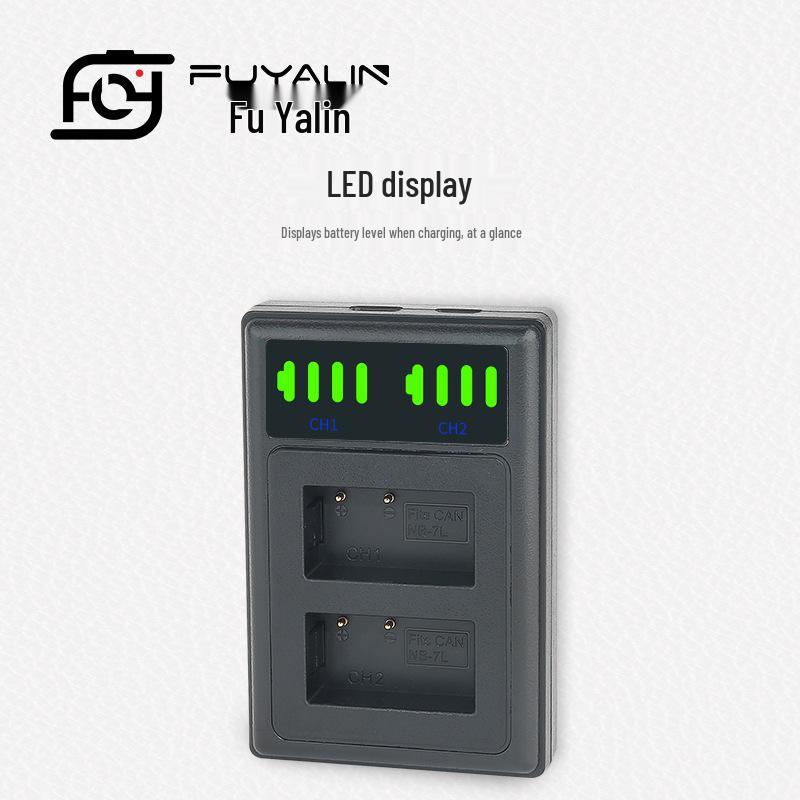 NB7L Dual LCD Charger for Canon G10, G11, G12, SX30 IS Cameras.
