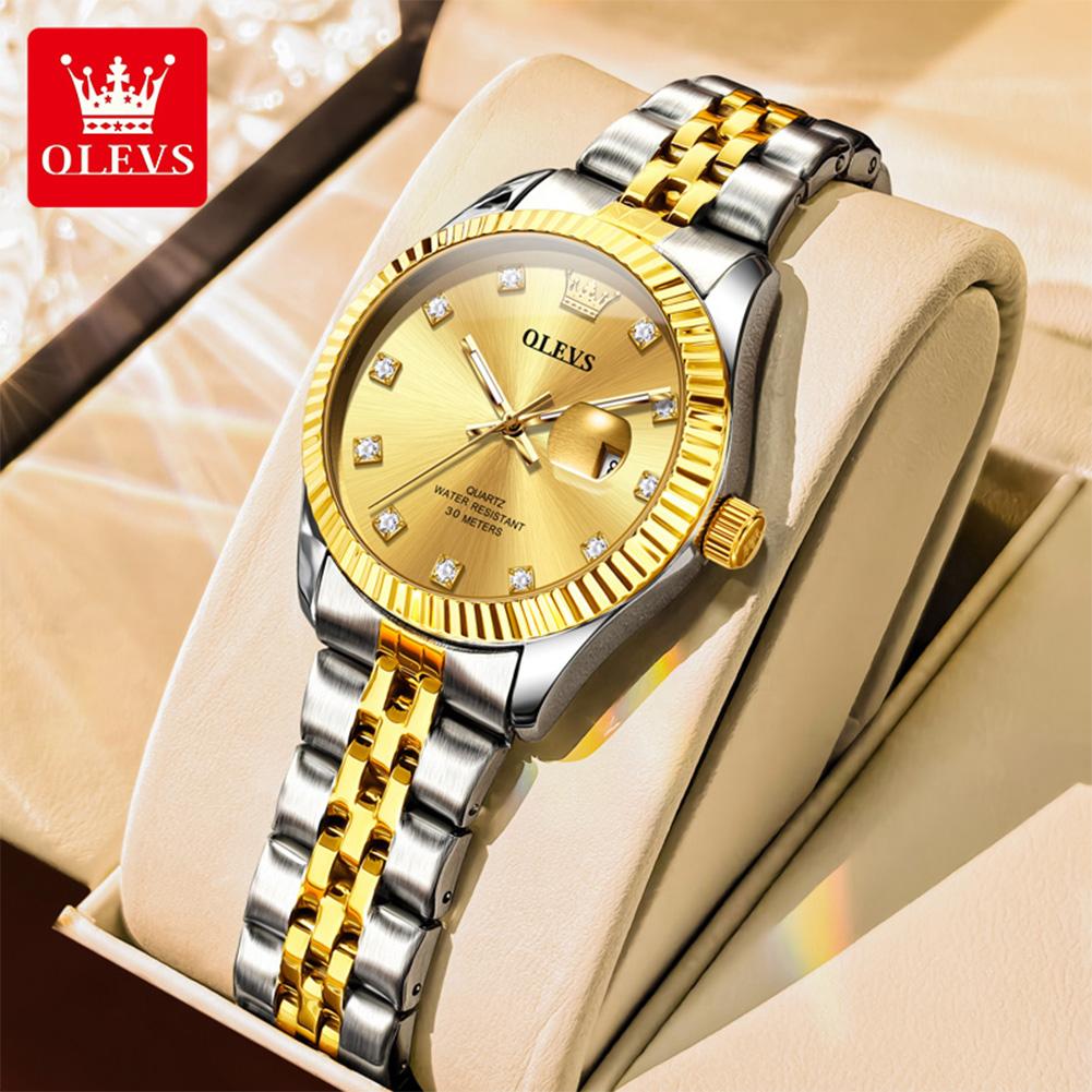 OLEVS 3705 Luxury Women’s Watch Original Fashion Calendar Waterproof Diamond Dial Top Brand Ladies Quartz Wristwatch