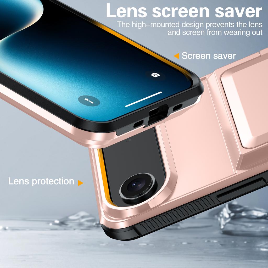 Solid Color Card Holder Phone Case For iPhone 17 Pro Max 16 Plus 15 14 13 12 11 Combination of hard and soft Shockproof Cover