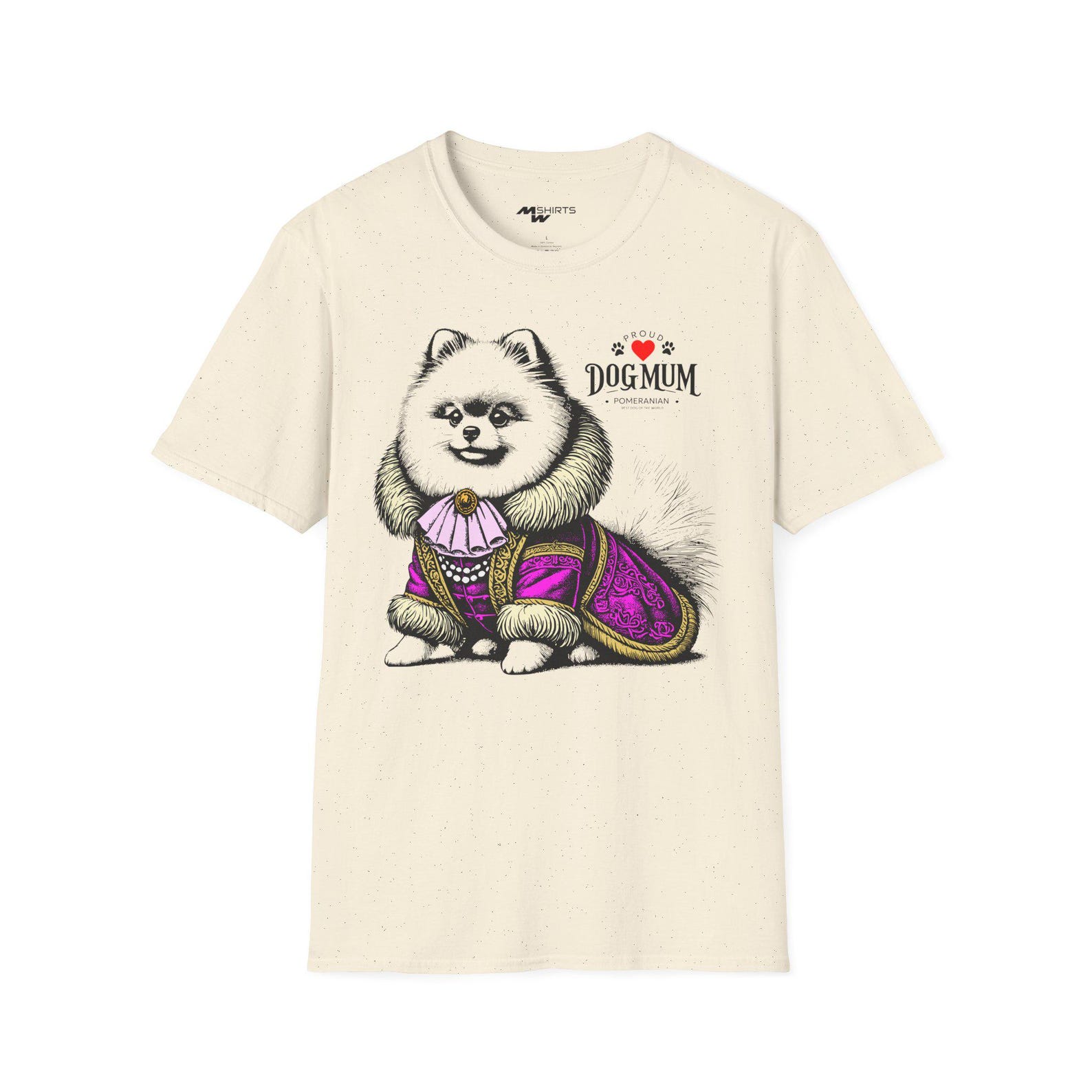 Pomeranian Dog Mum T-Shirt: Vintage Engraving Style 2XL