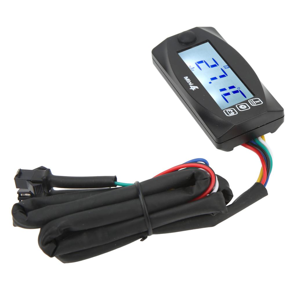 Motorcycle LCD Digital Gauge Voltage Meter Voltmeter Temperature Thermometer Time Display Sensor