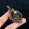 Ammonite Fossil & Rainbow Moonstone 999 Copper Wire Wrapped Pendant, Handmade Gemstone Jewelry Pendant For Memorial Day