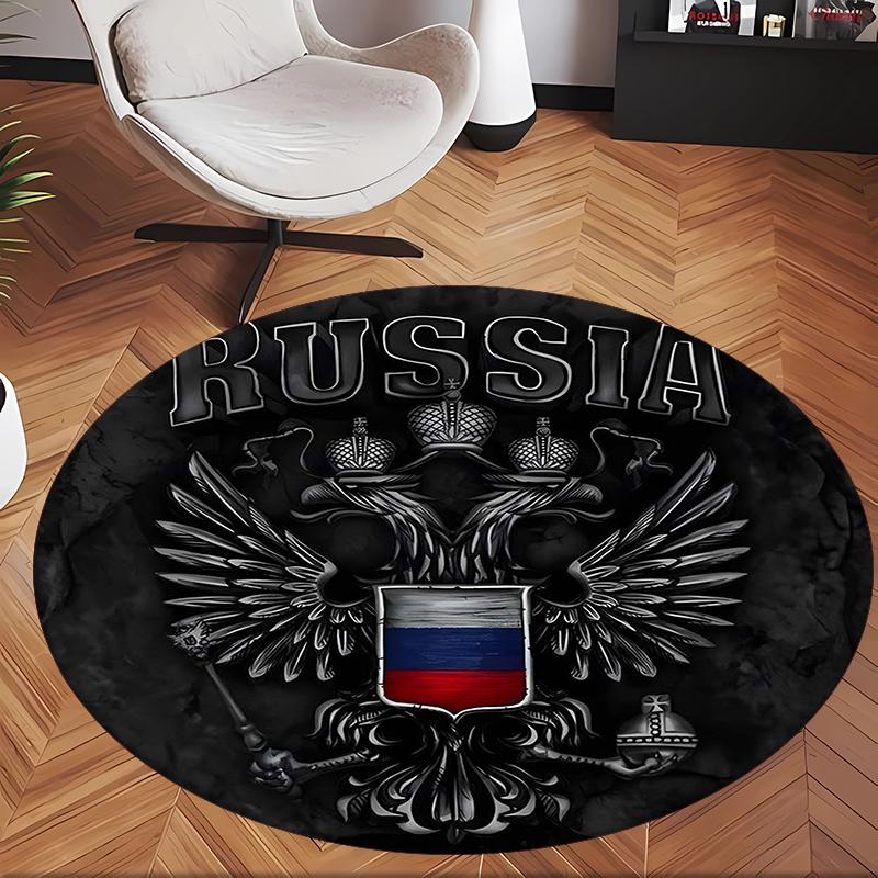 Russian Double Headed Eagle (5) Round Office Rug Decorative Floor Rug for Office Bedroom Living Room and Home Space