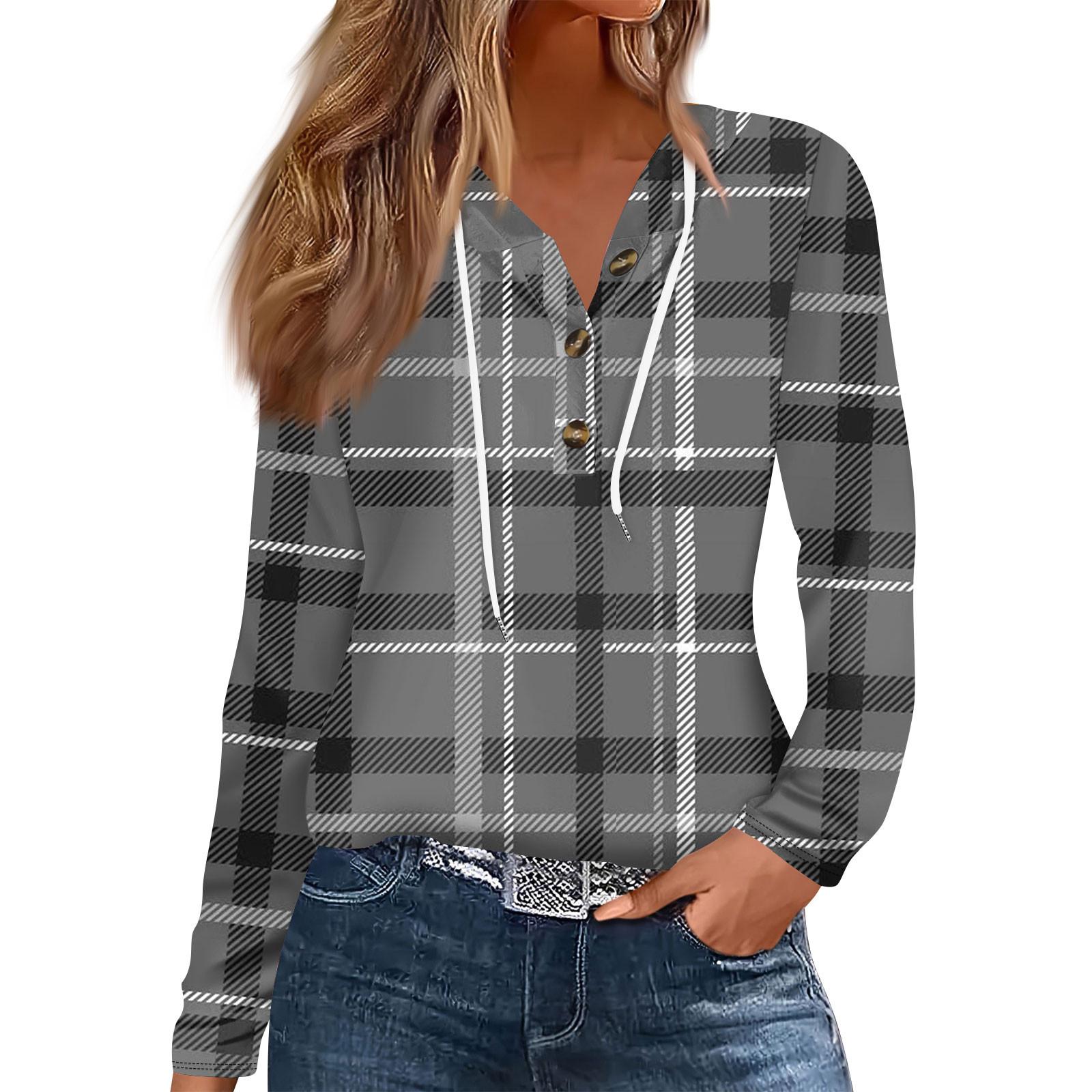 

Женская модная повседневная футболка с длинным рукавом на пуговицах с капюшоном и принтом XXXL