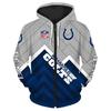 Europäischer und amerikanischer Herren- und Damen-Pullover mit Digitaldruck NFL-Fußball durchgehender Reißverschluss Kapuzenpullover, Strickjacke