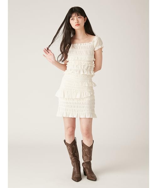 Lily Brown Shirred Frill Top LWFT251185 IVR Free Size Women's