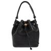T Monogram Brand Logo Texture Embossed Design Cow Leather Bucket Bag Handbag Small Women's Black 175473-001