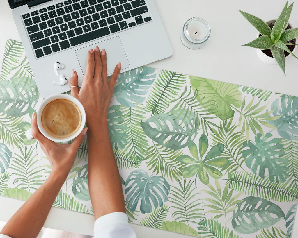 Anti-slip Office Desk Mat Tropical Leaves 100x50 Cm