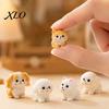 Mini Resin Animal Figurines 2Pcs Dog Figurines, Cute Puppy Miniature Figures, Small Sand Table Scene Props Ornaments for Micro Landscape, DIY Crafts,