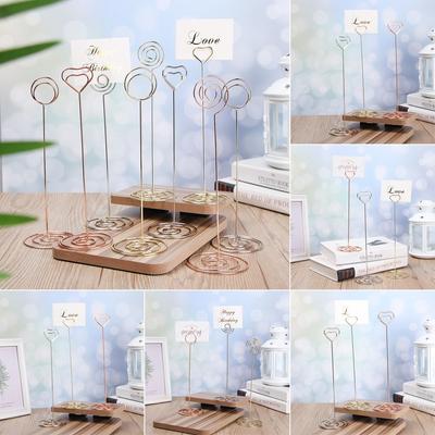 Shape Desktop Decoration Paper Clamp Place Card Photos Clips Clamps Stand Table Numbers Holder