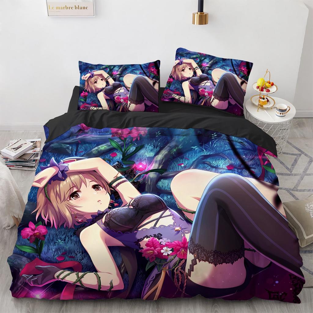 Kawaii Anime Sexy Girl Bedding Set Boys Girls Twin Queen Size Duvet Cover Pillowcase Bed Kids Adult Fashion Home Textileextile
