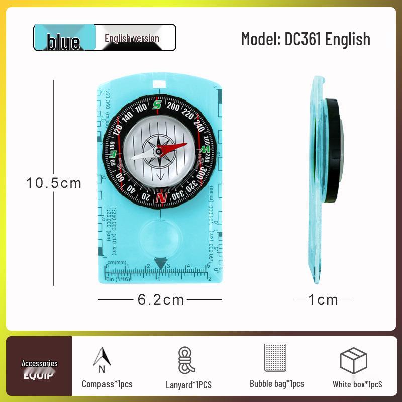 High-Precision Multifunctional Outdoor Acrylic Compass with Map Scale Ruler, Model DC361