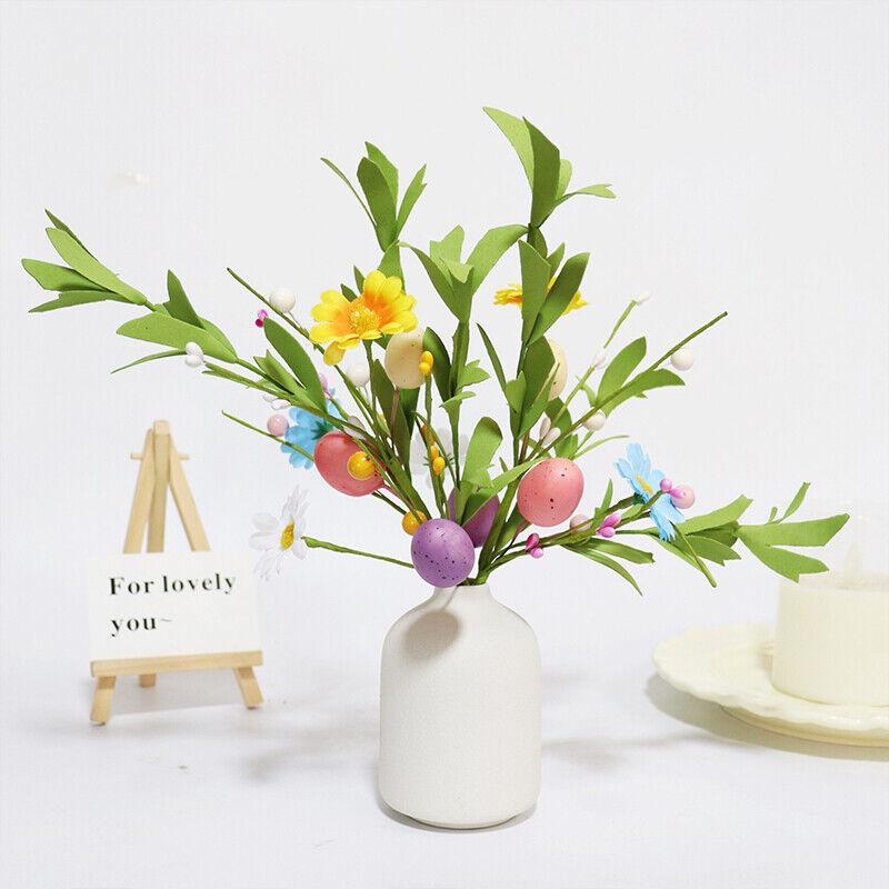 5 Stück Künstlicher Osterblütenzweig Buntes Schaumstoffei Gesprenkelter Zweig DIY Frühling Heimdekoration Blumige Stiele Festliche Osterdekoration