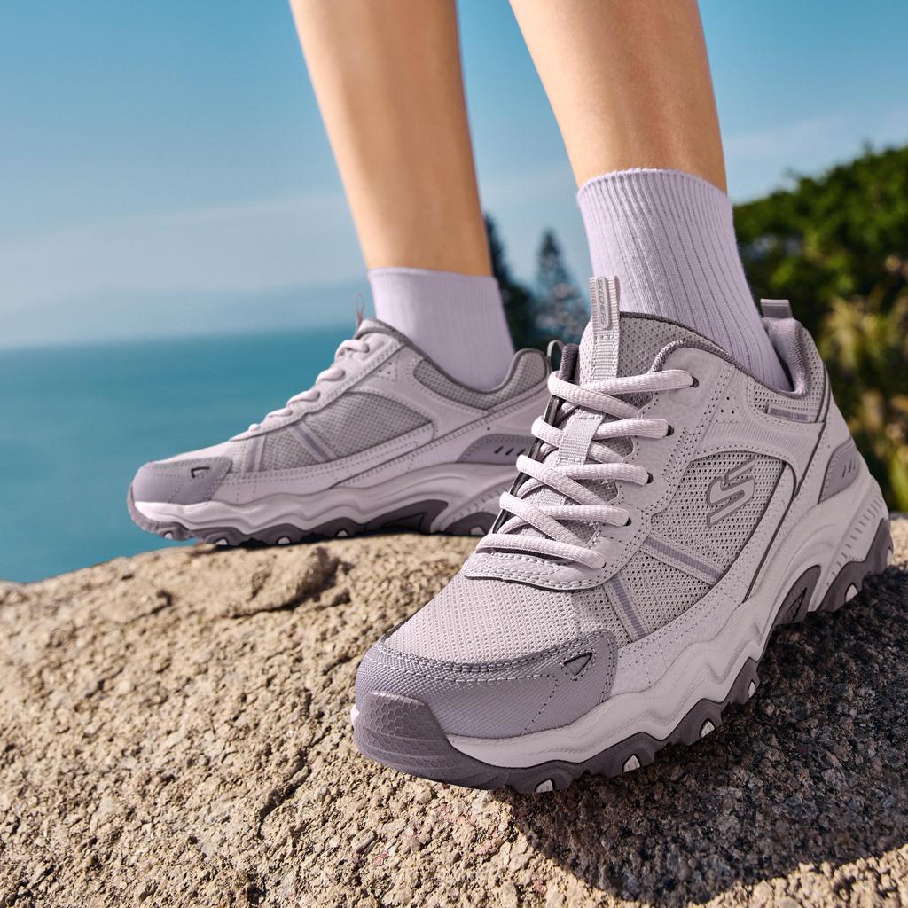 Skechers Outdoor Womens Mesh Synthetic Leather Round Toe Lace-Up Low-Top Training Shoes Women sneakers 180378-LAV