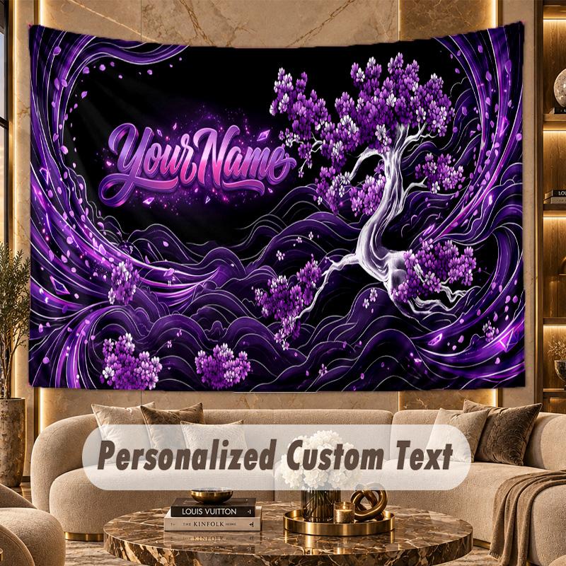 Floral Garden (635) Theme Personalized Tapestry Custom Name Text Wall Hanging Tapestry Home Background Decoration
