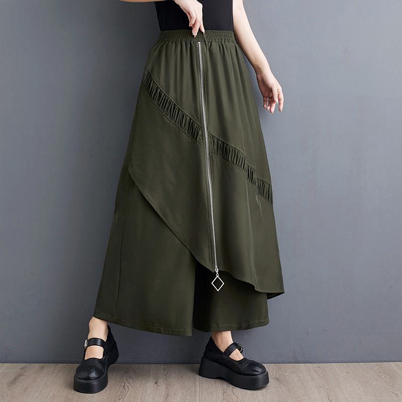 

Винтажные повседневные брюки-юбка с высокой талией большого размера, свободные, летние, с широкими штанинами average size