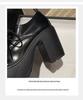 2025 Spring Women's Mary Jane High Heels: New Fashion Platform Chunky Lace-Up Leather Dress Shoes