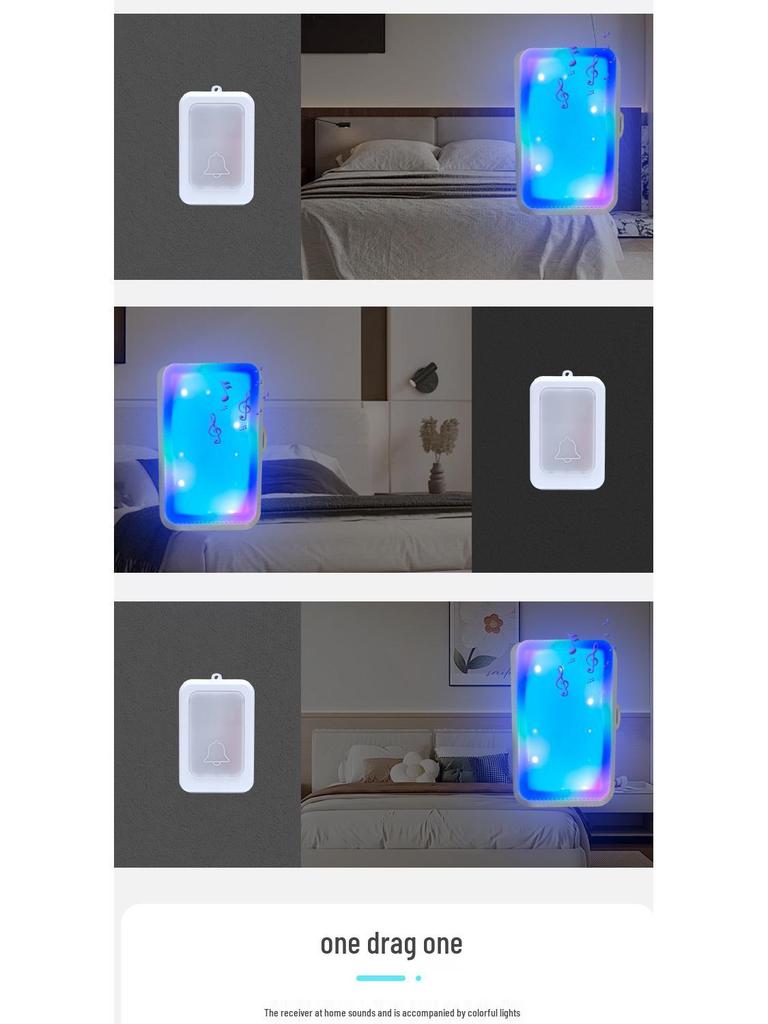 Wireless Flash Doorbell for Elderly: One-to-Three AC Power | Silent Mode | Easy One-Key Help Call