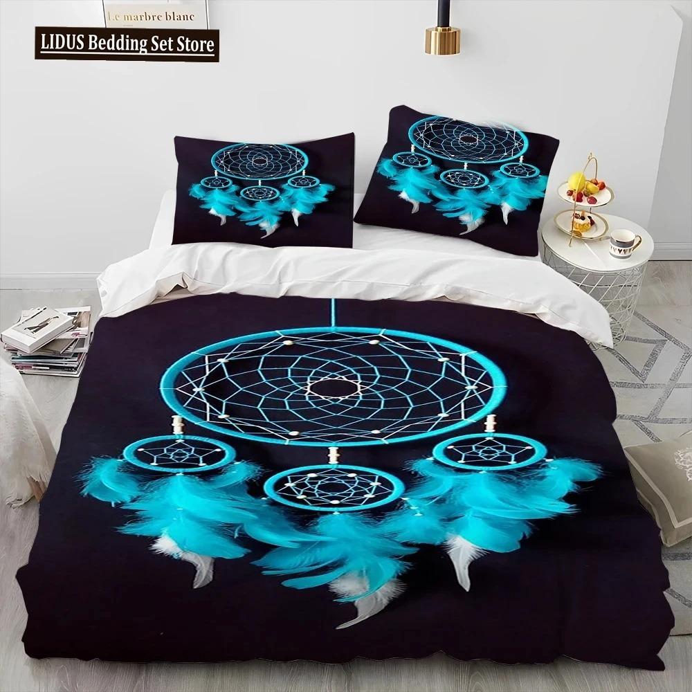 Fashion DreamCatcher Feather Owl Comforter Bedding Set,Duvet Cover Bed Set Quilt Cover Pillowcase,King  Set