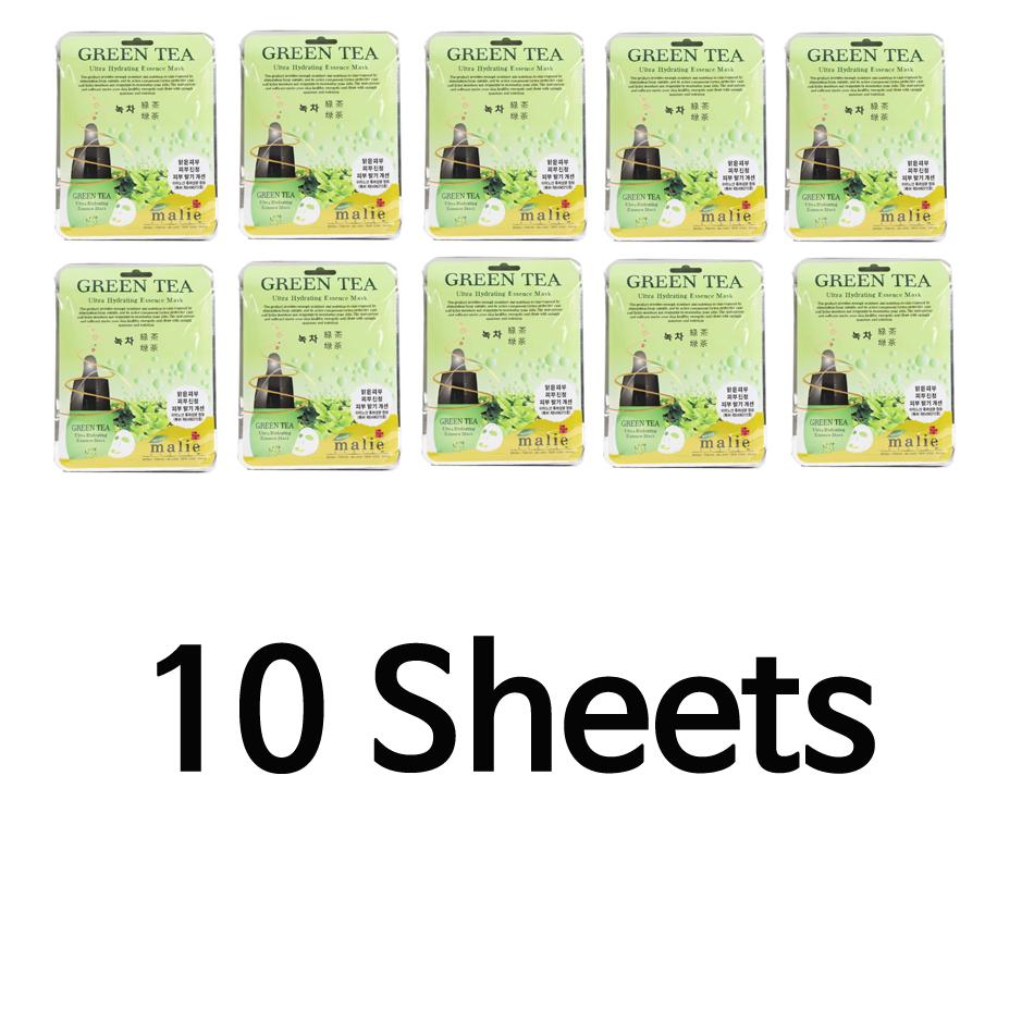 Face Mask Sheet Green Tea Ultra Hydrating Essence Mask Pack Skin Care (10 sheets and 2 options) Korean Cosmetics
