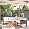 VidaXL Garden Lounge Set 6 Pieces with Cushions, Cream Acacia Wood and Rope 3057888
