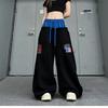 JYL Music-score-print Curved Dance Pants,Loose Wide Leg Trousers For Y2K Street Hip Hop Girls