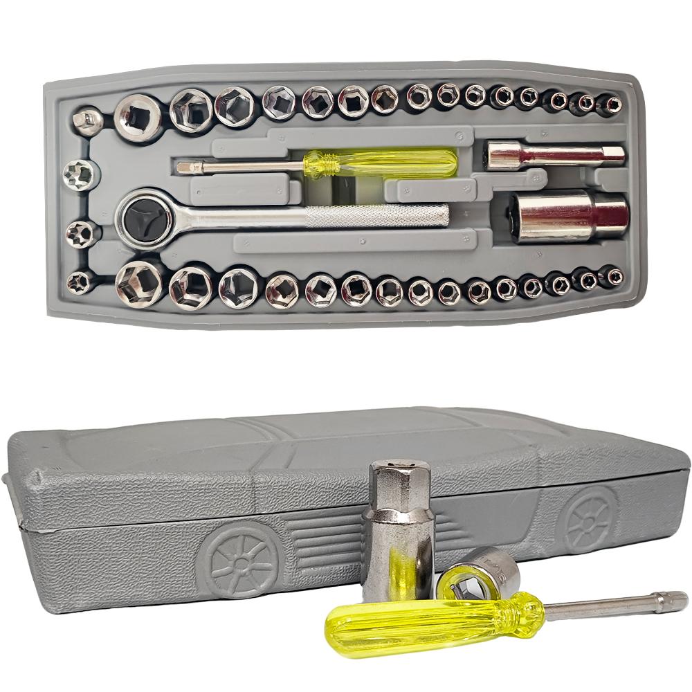 40Pcs/Set Car Vehicle Tool-box Socket Wrench Combination Repair Hand Tools Kit socket Tool Kits