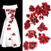 5 st/set Röda Plommonblommor Broderade Lappar Tygklistermärke Applikation Kläder Sy på Lapp Hantverk Sömnad Reparation