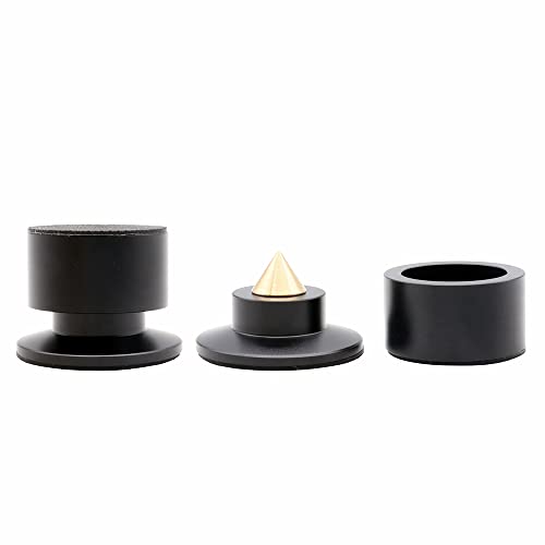 Flushbay Set of 4 Alloy and Brass Speaker Spike Insulators with Adjustable Height for Speakers, Improved Audio Quality (Black)
