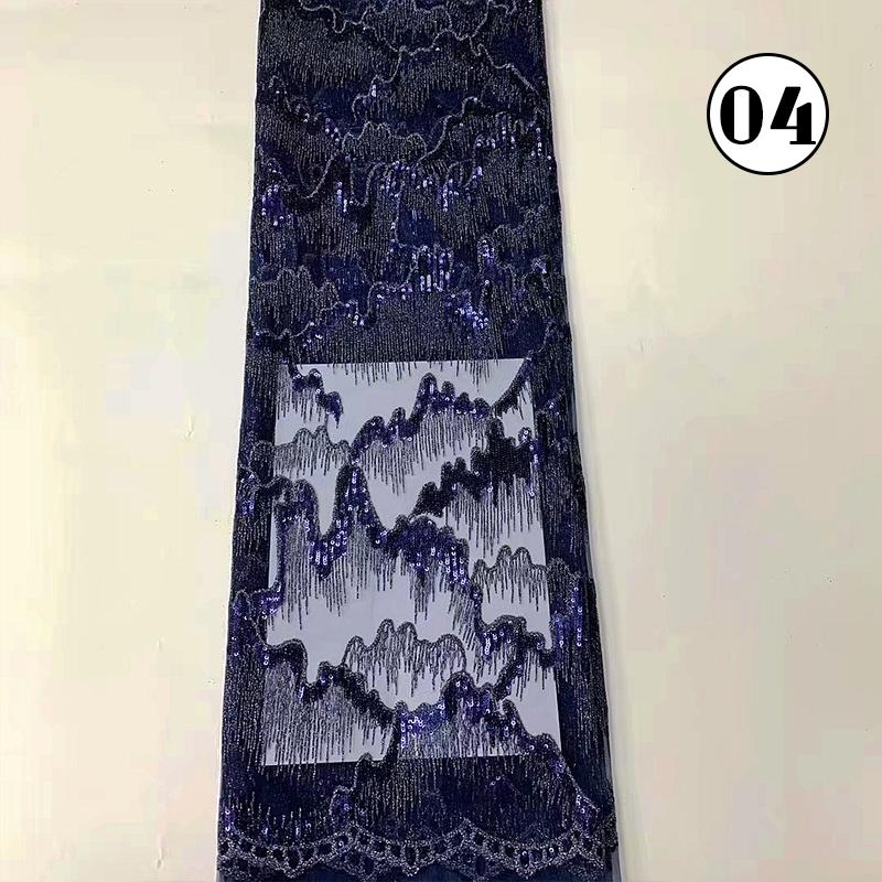 1 Yard Luxury Sequin African Lace Fabric High Quality French Nigerian Sequins Embroidery Beads Tulle Mesh Fabric Wedding Dress