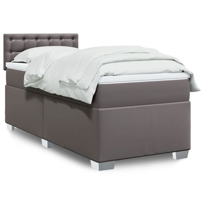Maison Exclusive - Sommier à lattes de lit avec matelas Gris 90x190 cm Similicuir