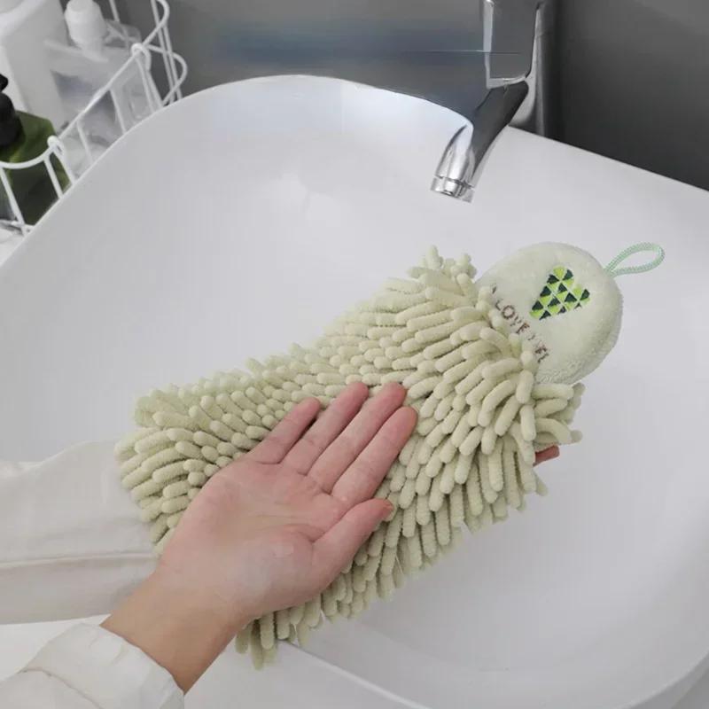 Household Bathroom Tools Chenille Hand Towels Hand Towel Ball with Hanging Loops Quick Dry Soft Absorbent Microfiber Towels