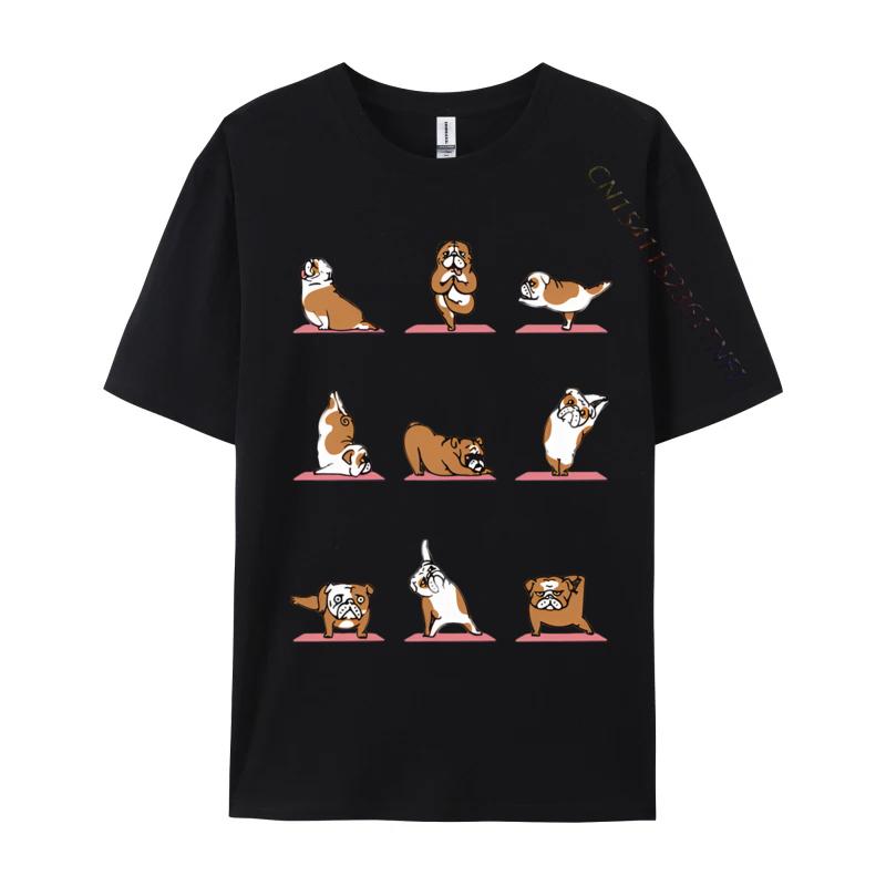Englische Bulldogge Yoga Vintage T-Shirt Schwarzes T-Shirt Gutscheine Geburtstag Herren T-Shirt Slim Fit Grafik-T-Shirt Baumwolle