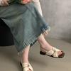 Flat sandals women's summer wear new versatile French beautiful fairy style with skirt travel seaside Roman shoes
