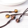 Tiger's Eye & Obsidian Rainbow Pendant Necklace - Modern Simple Design, 16mm Bead