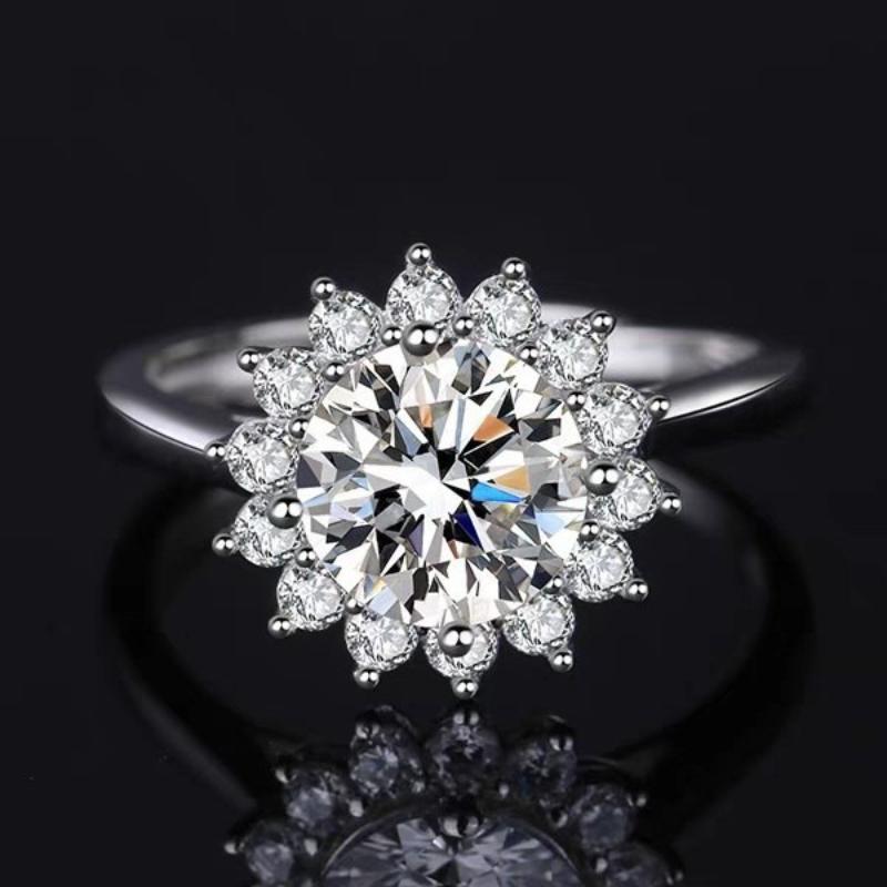 New 2ct Moissanite Ring 925 Silver Classic for Women Wedding Jewelry Engagement Charm Party Fashion Top Quality Ring