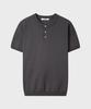 LEIRE Muscle Fit Henley Neck Short Sleeve Knit [Smoke Charcoal]