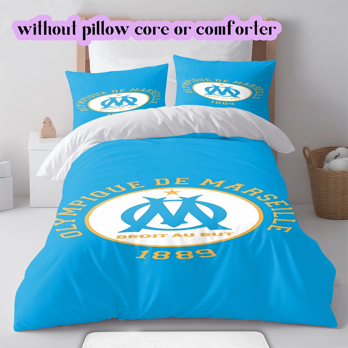 

Olympique de Marseille Pattern Bedding Quilt Set Quilt Cover Pillowcase Home Decoration Birthday Gift (1 * duvet cover + 2 * pillowcase, without core) 135x200cm