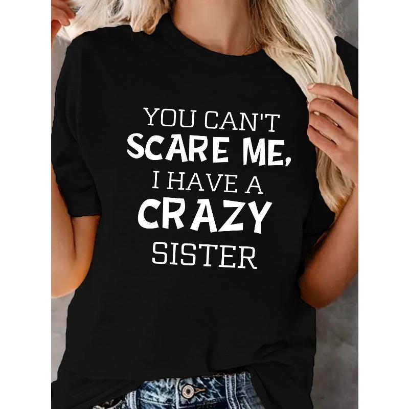

SCARE ME Print Crew Neck T-Shirt, Casual Short Sleeve T-Shirt For Spring & Summer, Women s Clothing 4XL чорний