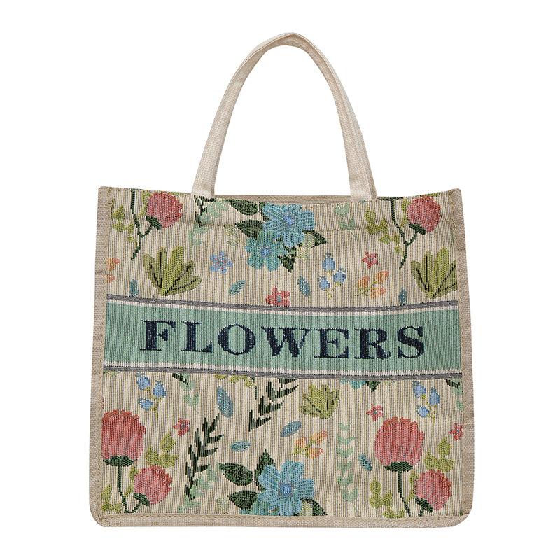 Retro linen bag going out environmentally friendly ethnic wind cotton and linen embroidery large capacity women's new casual going out tote bag