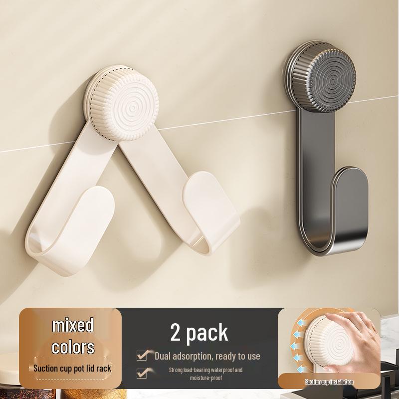 Wall-Mounted Suction Cup Pot Lid & Cutting Board Holder, Punch-Free Kitchen Storage Rack