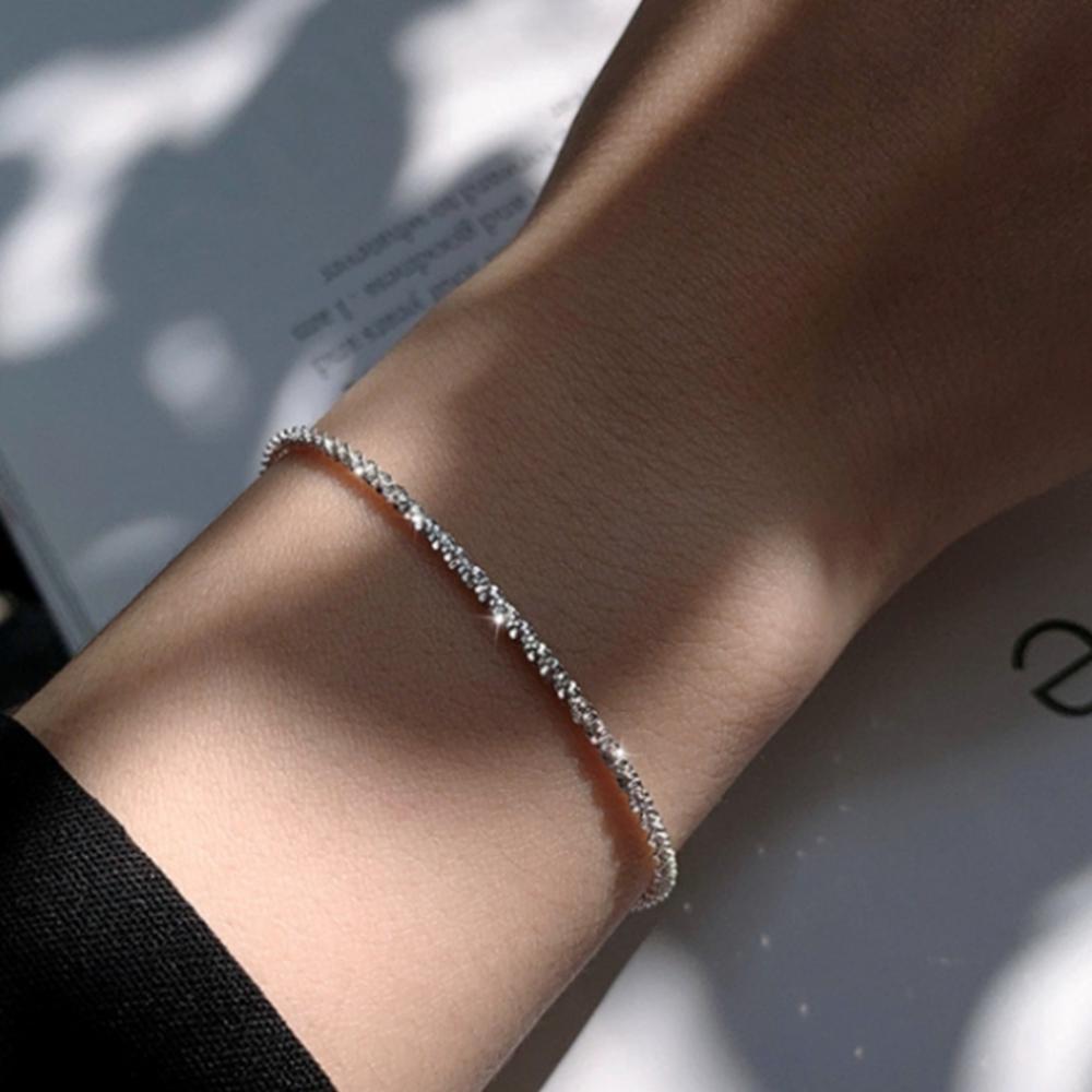 S925 Sparkling Screw Chain Bracelet – Flexible Movement, From Korea